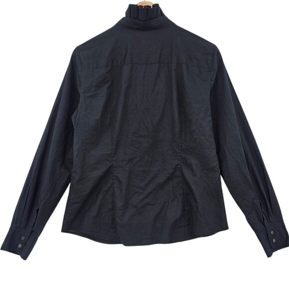 J. Crew Womens 14 Black Ruffle Button Up Shirt - Picture 3 of 10